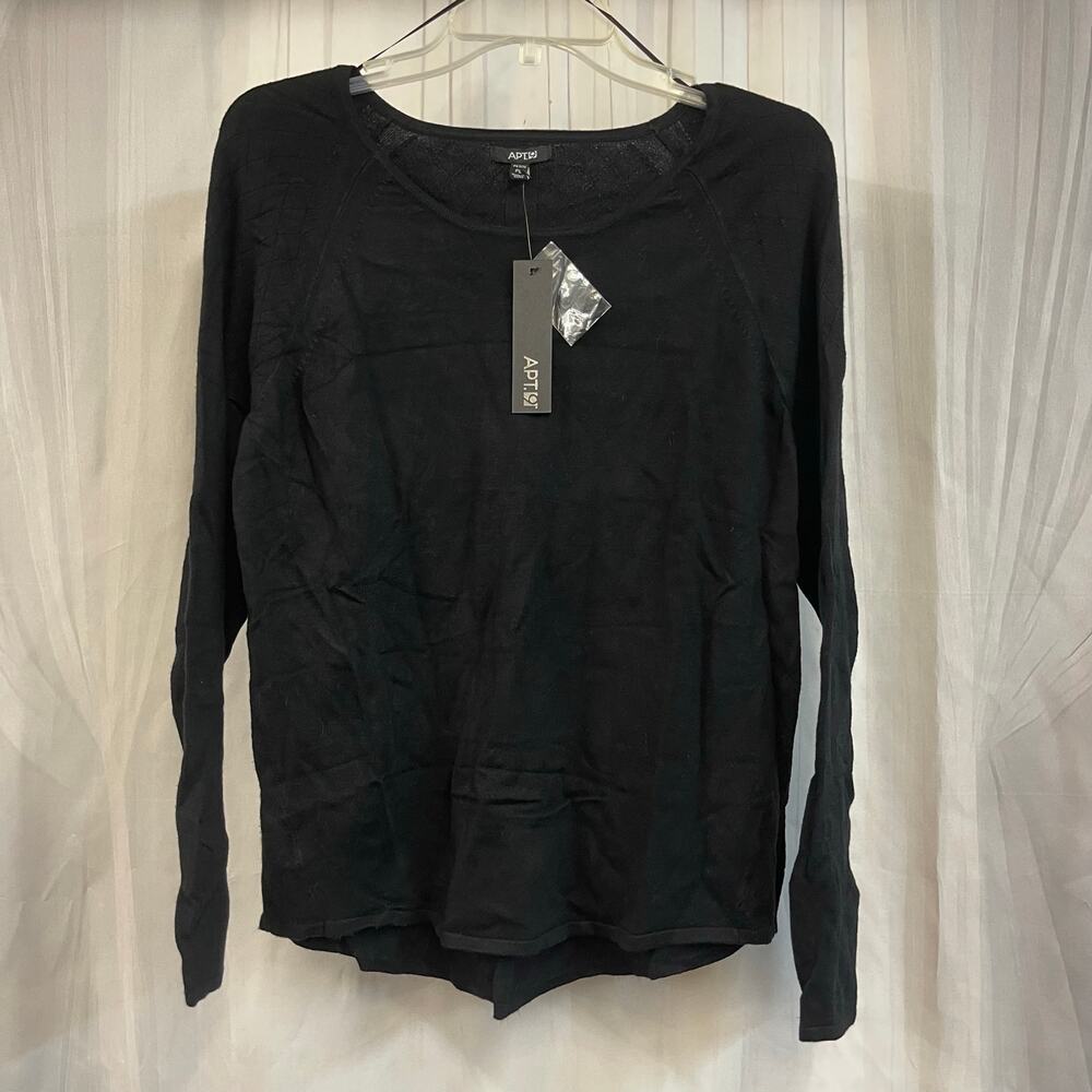 APT. 9 Petite Black Long Sleeve Sweater PL NWT Lightweight Knit